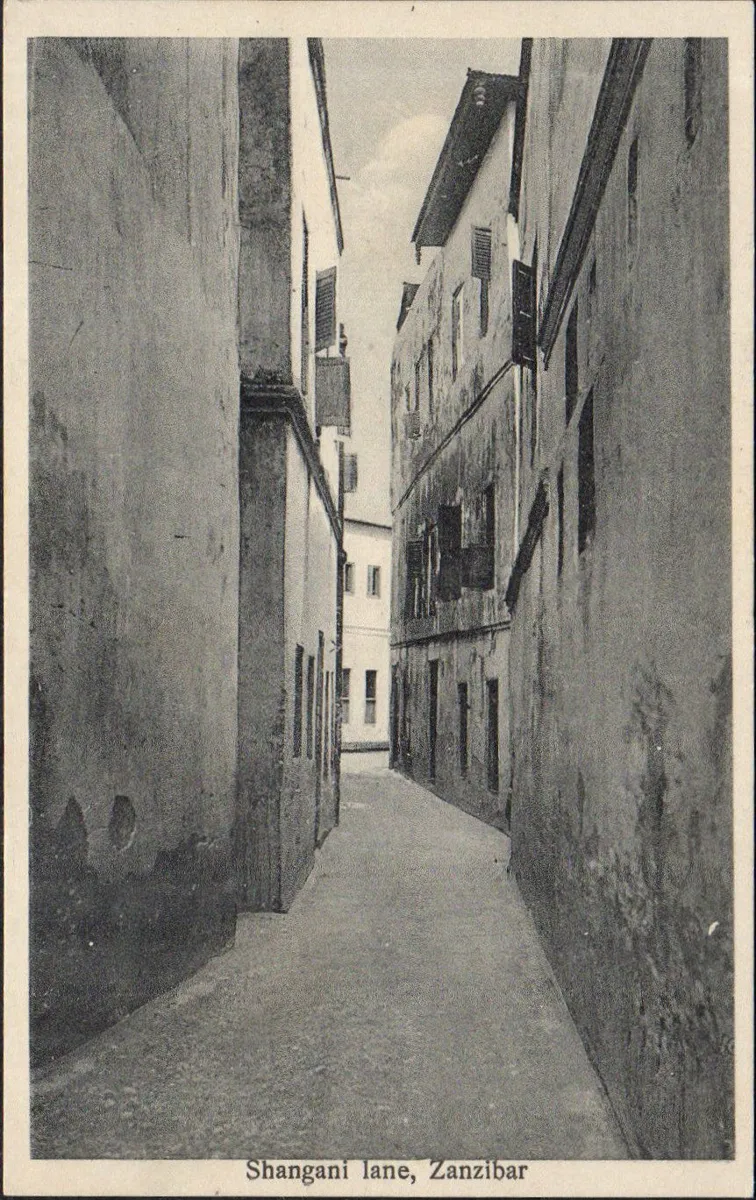 Vintage photo of a narrow, quiet lane in Shangani